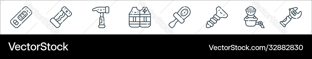 Electrician tools and line icons linear set Electrician tools and line icons linear set vector image