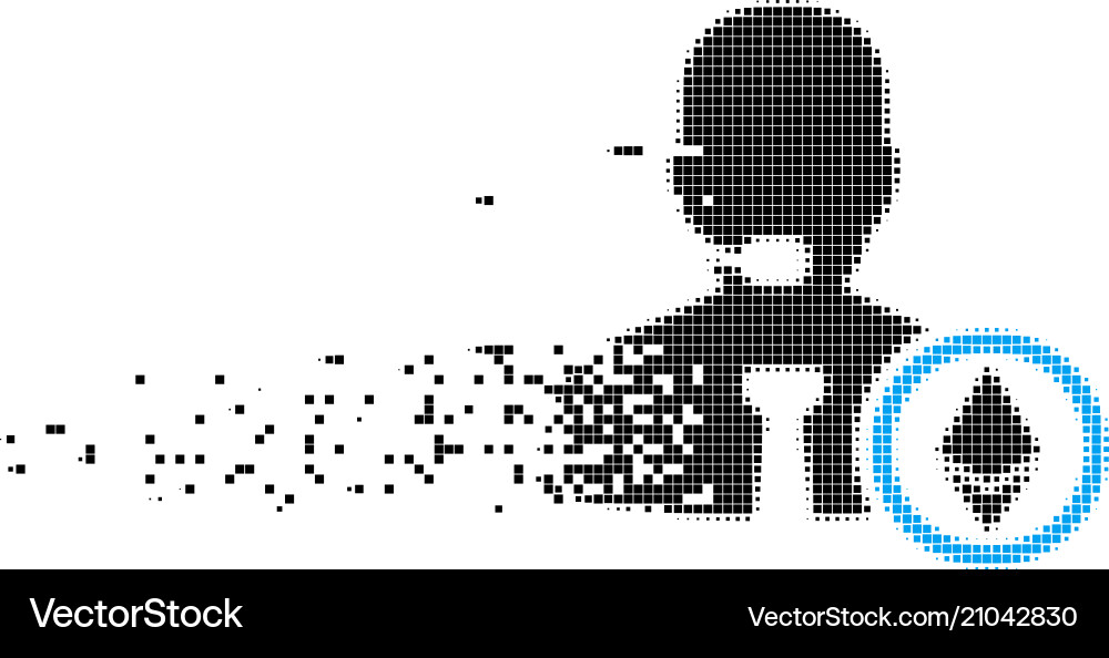 Ethereum operator manager dissolving pixel icon Ethereum operator manager dissolving pixel icon vector image