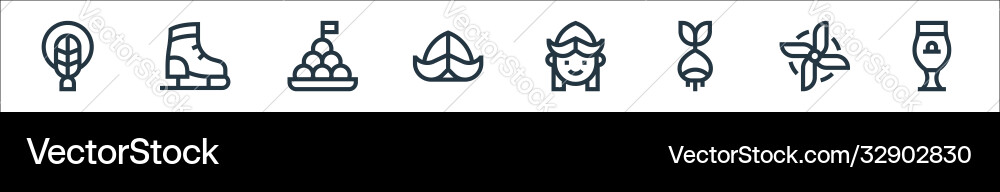Holland line icons linear set quality Holland line icons linear set quality vector image
