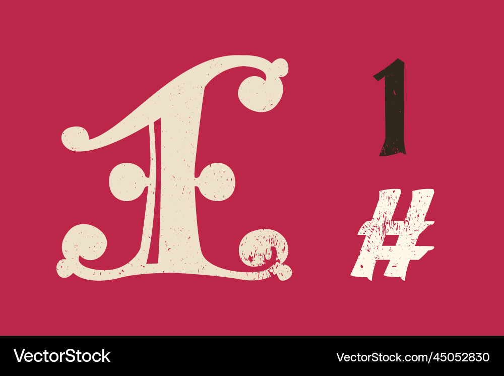 Number one drop cap logo illuminated initial Number one drop cap logo illuminated initial vector image