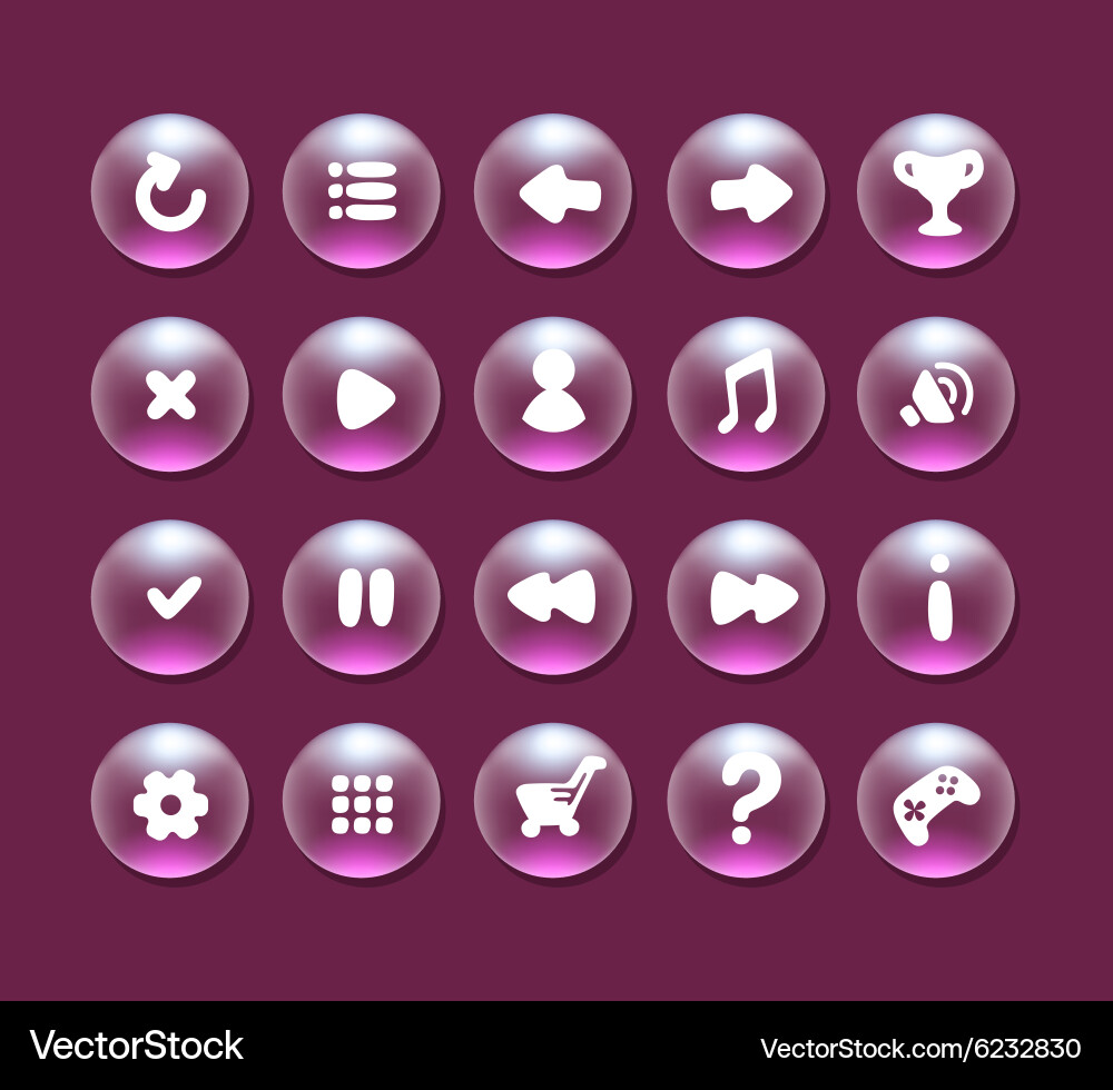 Round buttons with icons for interface vector image