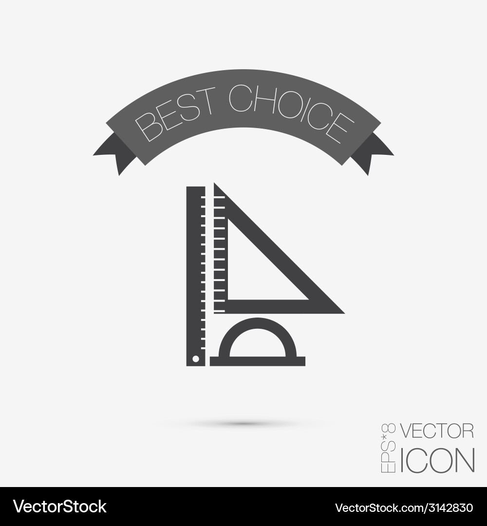 Ruler protractor triangle symbol of geometry vector image