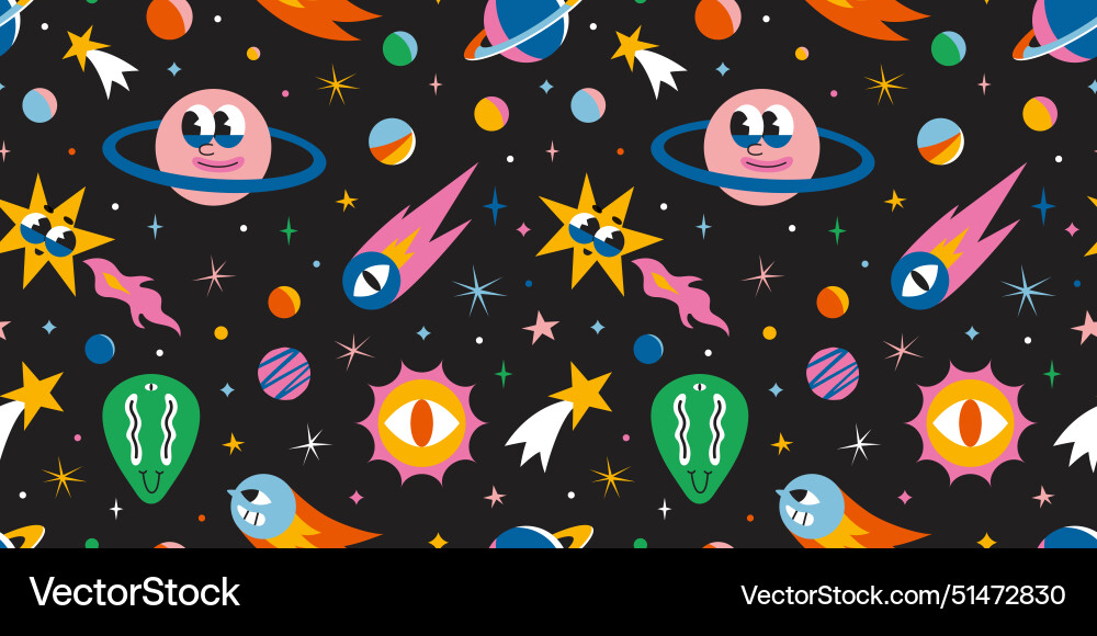 Seamless pattern with cute outer space elements Seamless pattern with cute outer space elements vector image
