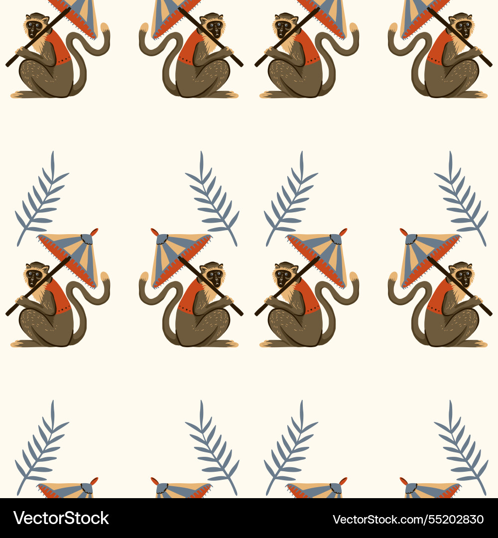 Seamless pattern with monkeys and umbrella Seamless pattern with monkeys and umbrella vector image