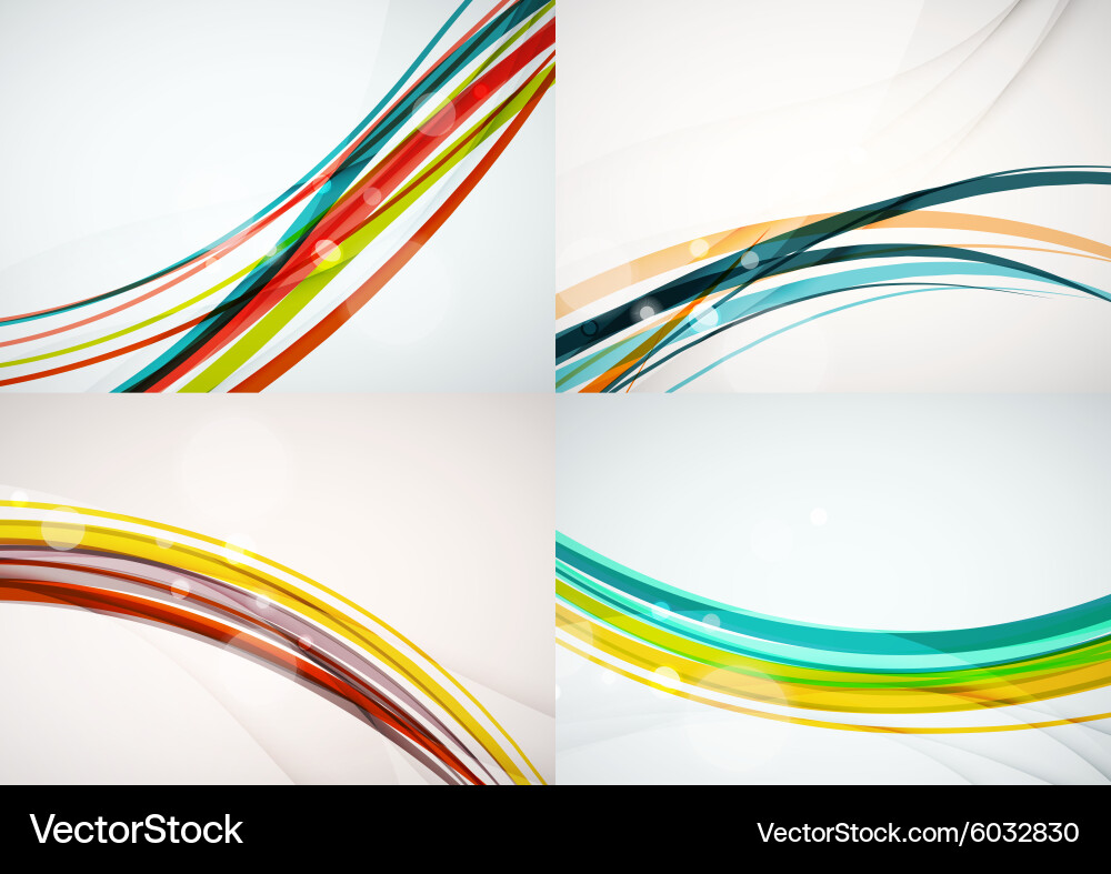Set abstract backgrounds curve wave lines Vector Image