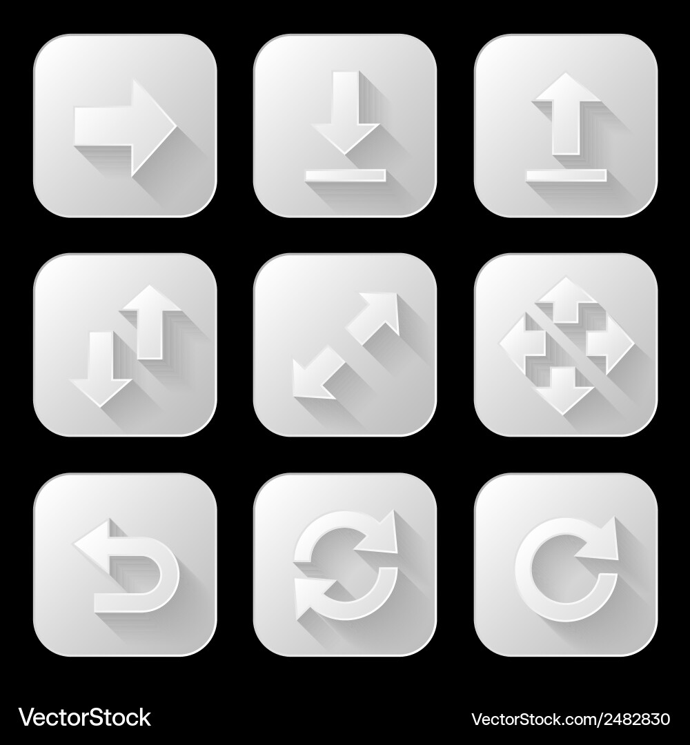 Set of arrow icons with long shadow Vector Image