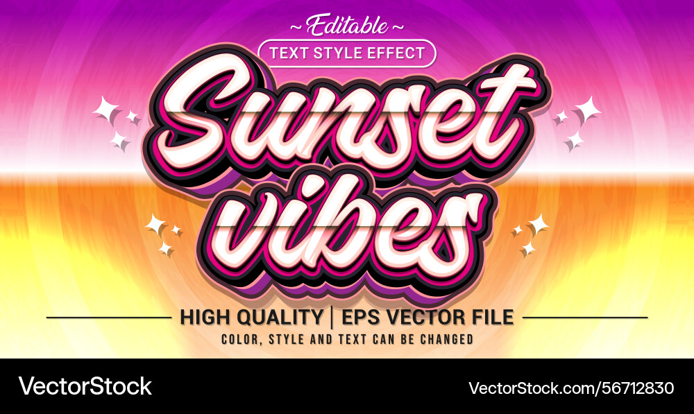Sunset Vibes Text Style vector image