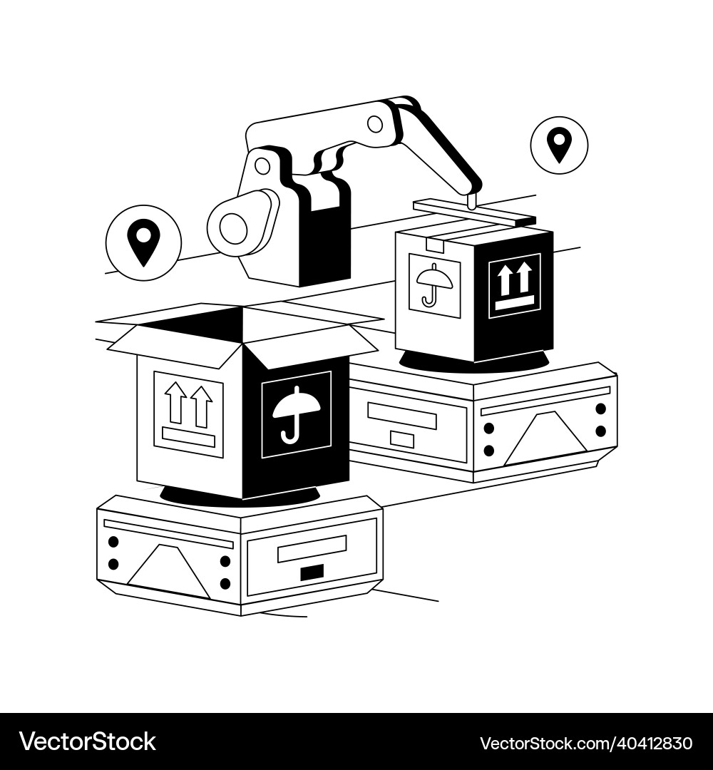 Warehouse robotization abstract concept Warehouse robotization abstract concept Vector Image