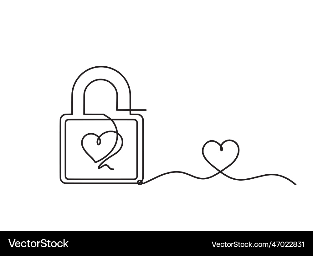 Abstract heart-lock with heart as continuous line Abstract heart-lock with heart as continuous line vector image