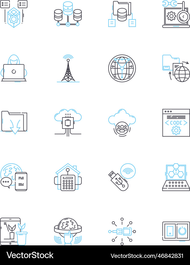 Artificial concept linear icons set Artificial concept linear icons set vector image