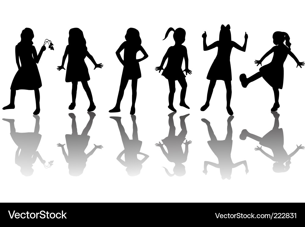 Children Silhouettes - Playful Moments Vector Image
