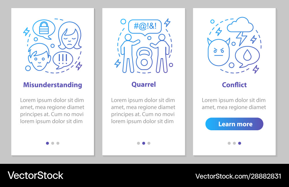 Difficult relationships onboarding mobile app Difficult relationships onboarding mobile app vector image