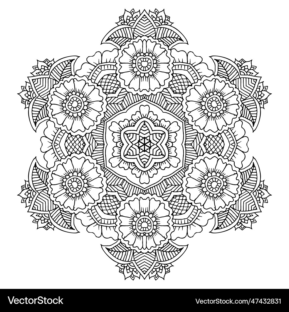 Floral Mandala für die Färbung Buch mehndi Ornament Floral Mandala für die Färbung Buch mehndi Ornament vektorbild