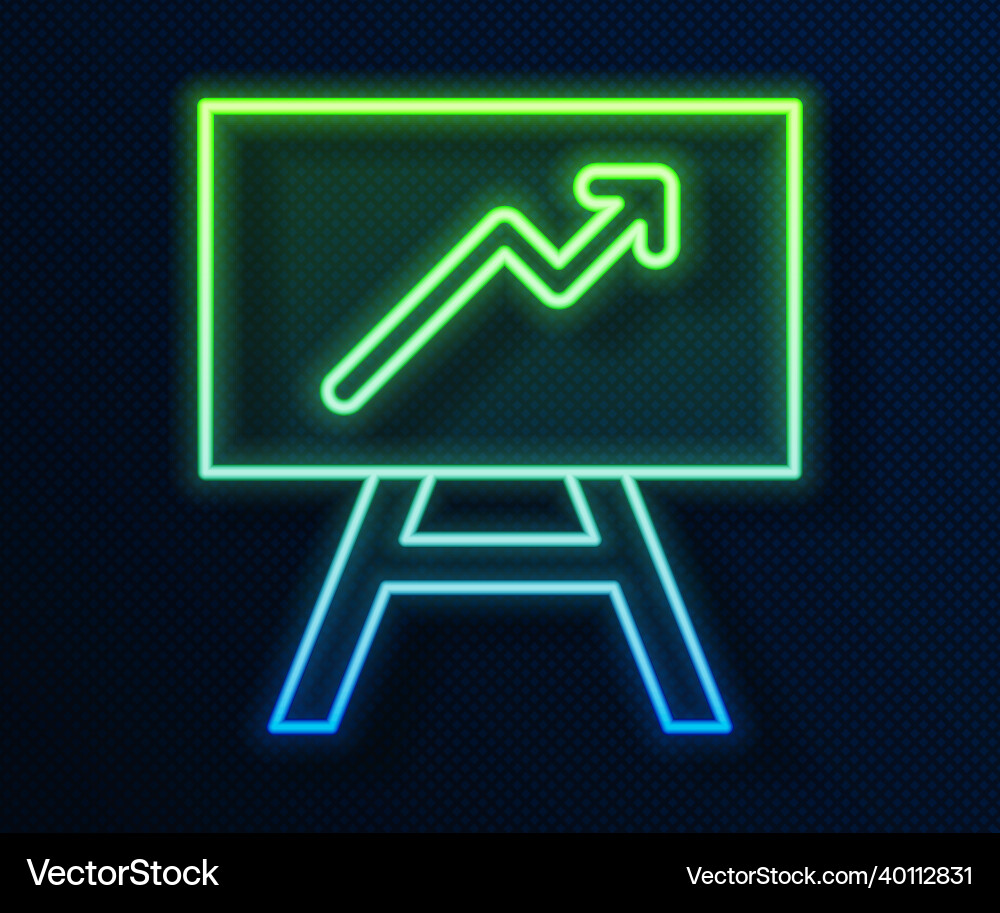 Glowing neon line board with graph chart icon Glowing neon line board with graph chart icon Vector Image