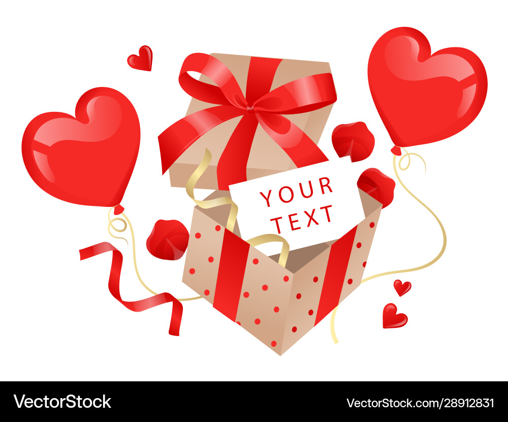 Happy valentines day concept red gift box Happy valentines day concept red gift box vector image