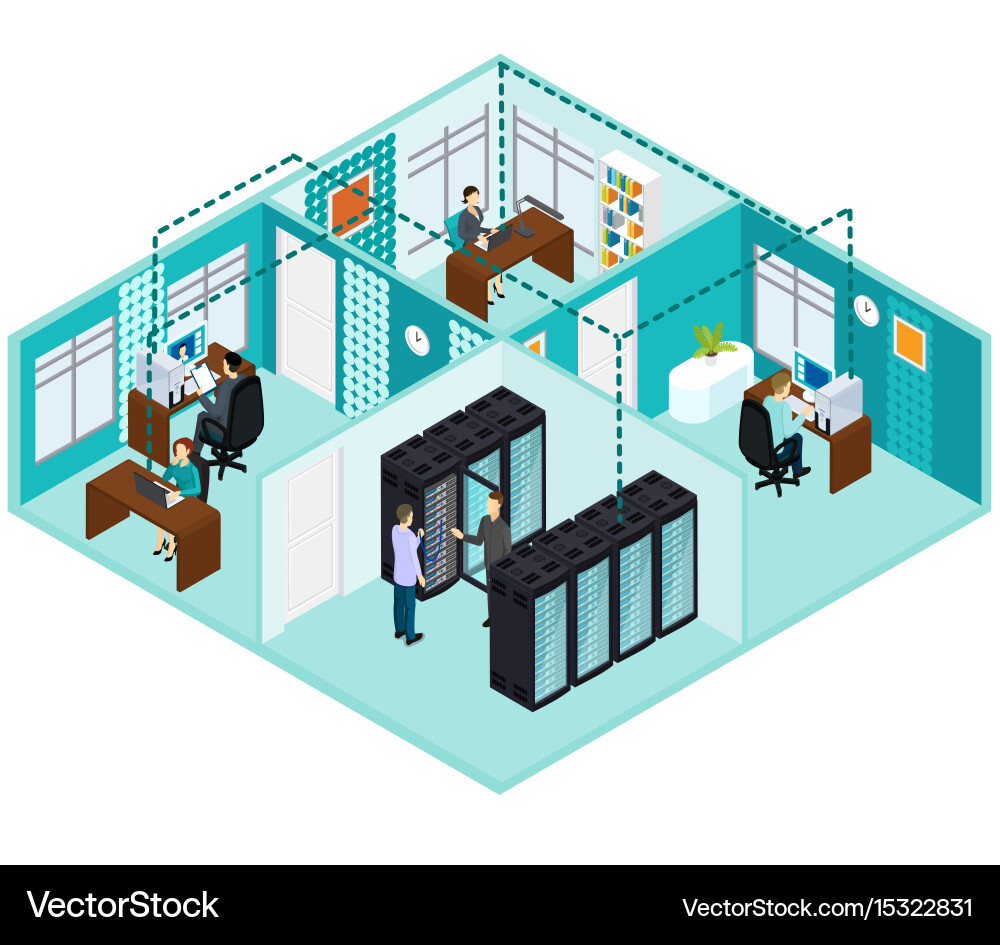 Isometric datacenter concept Royalty Free Vector Image