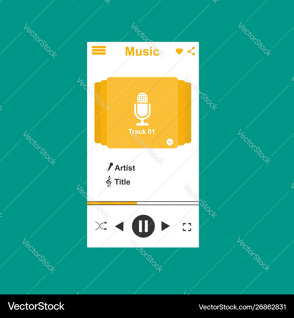 Media player application app template with flat Media player application app template with flat vector image