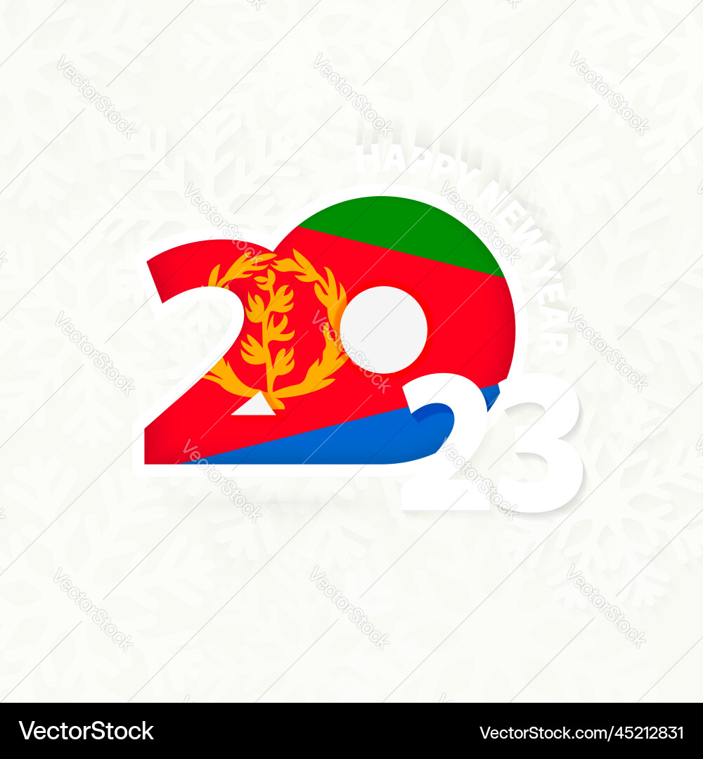 New year 2023 for eritrea on snowflake background Vector Image