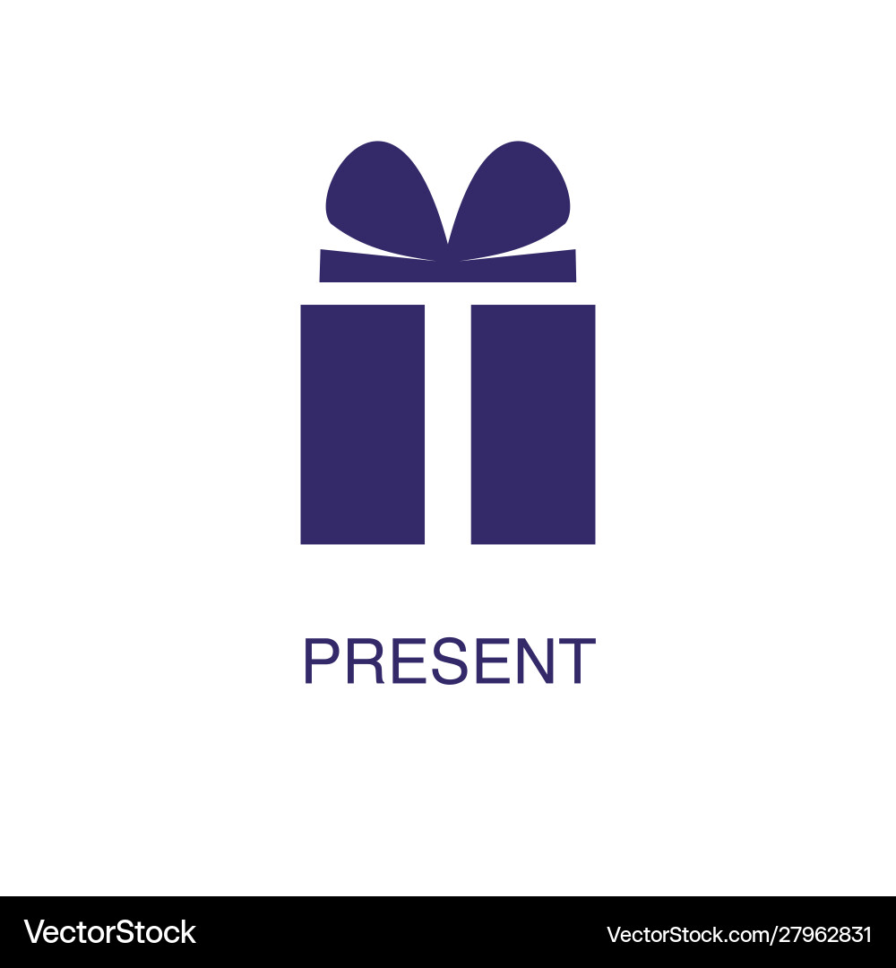 Present element in flat simple style on white Vector Image