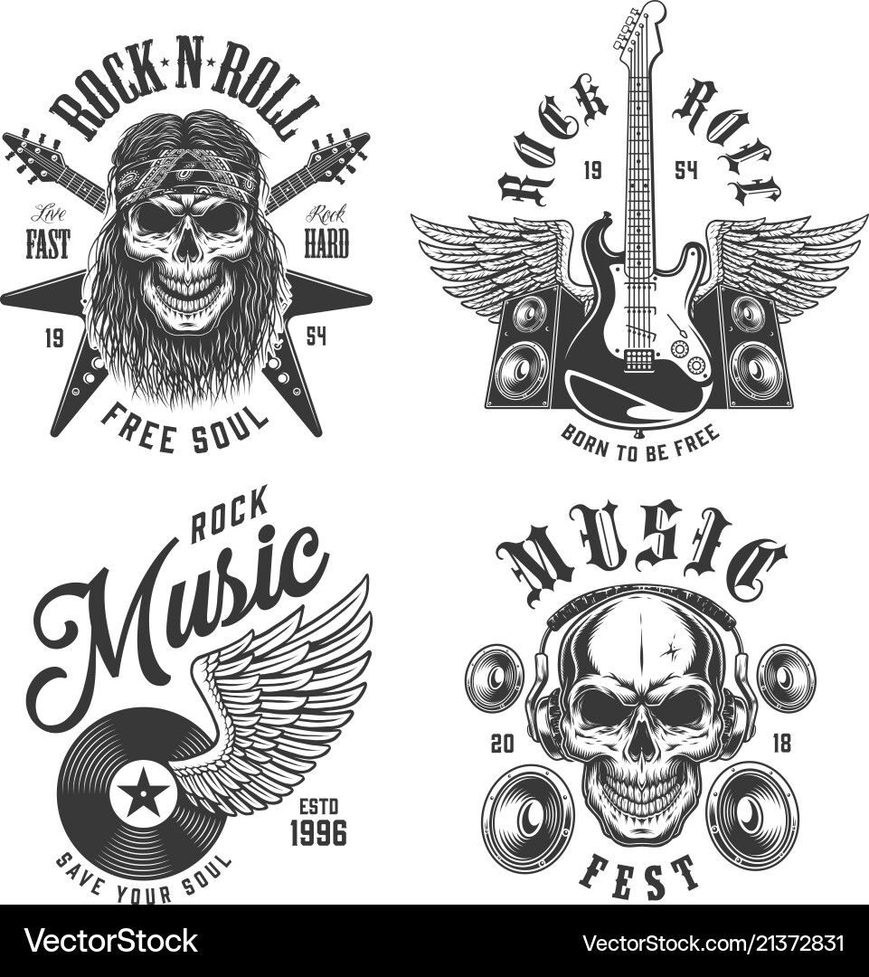 Rock and roll emblems vector image