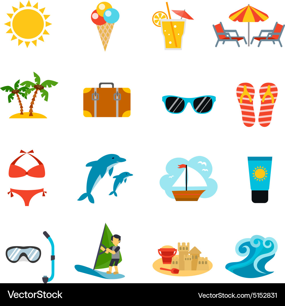Summer Vacation Icons Vector Image