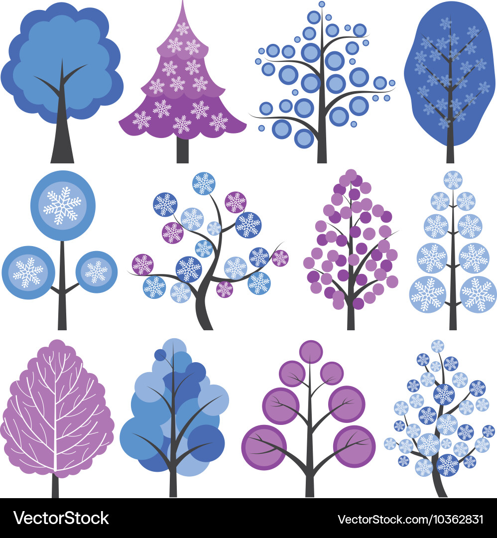 Winter trees set vector image
