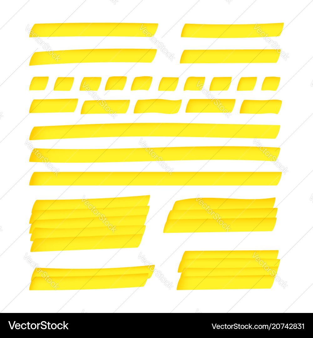 Yellow Highlighters - Solid & Dashed vector image