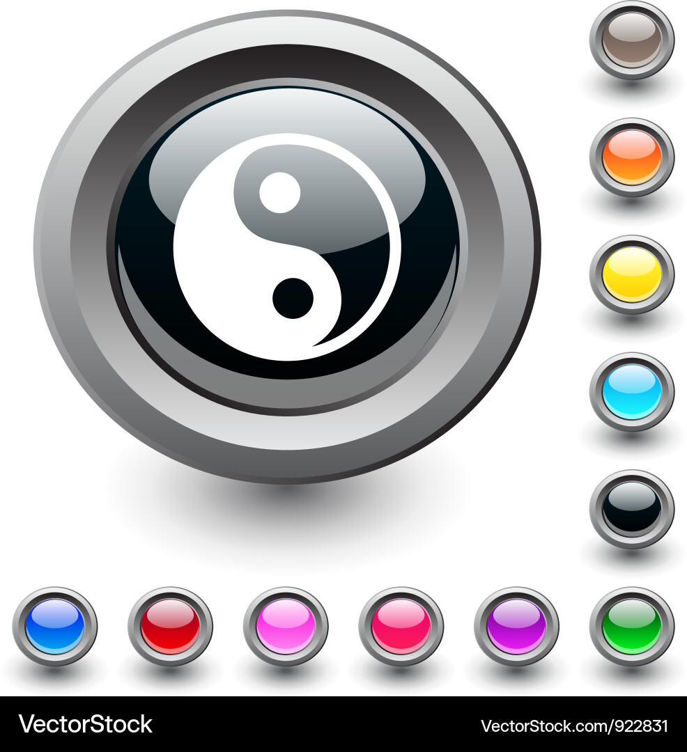 Ying yang round button vector image