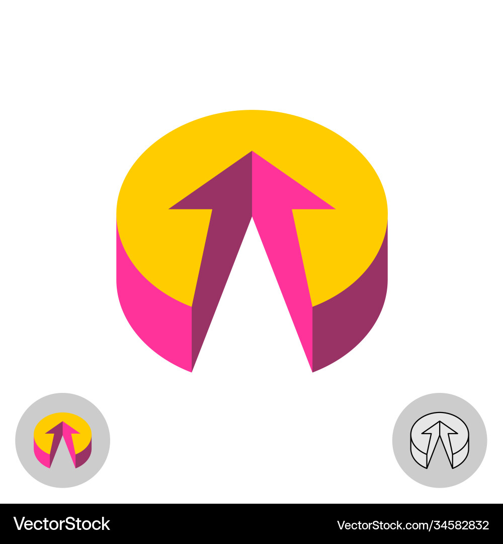 3d button with arrow up logo color flat round 3d button with arrow up logo color flat round vector image