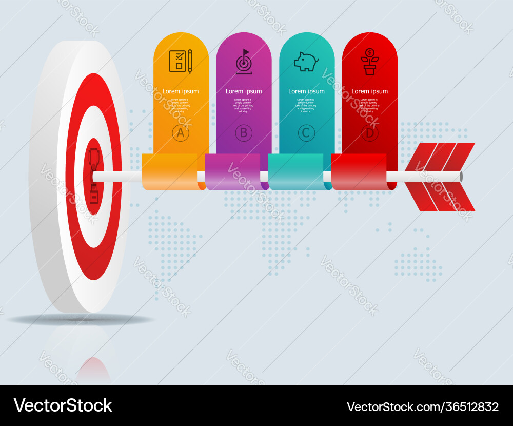 Abstract dartboard with arrow infographics 4 Abstract dartboard with arrow infographics 4 vector image