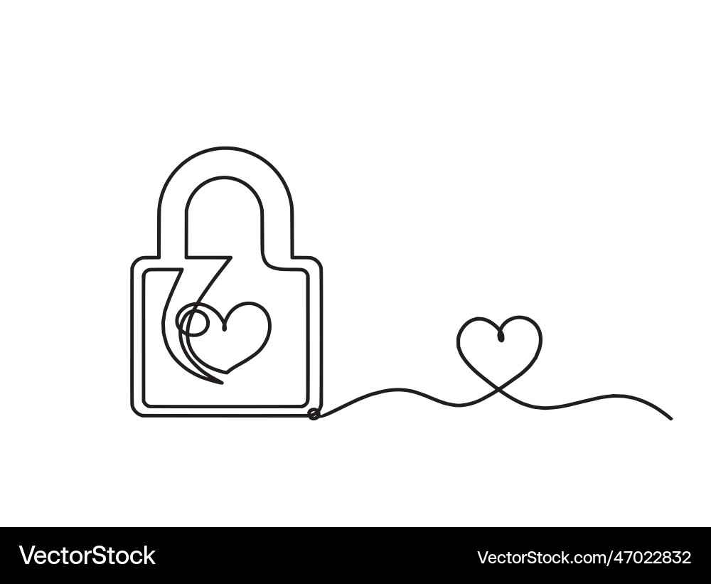 Abstract heart-lock with heart as continuous line Abstract heart-lock with heart as continuous line vector image