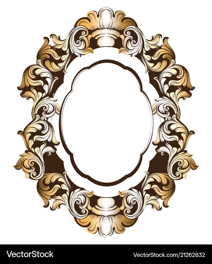 Barock golden Spiegelrahmen französischer Luxus Barock golden Spiegelrahmen französischer Luxus vektorbild