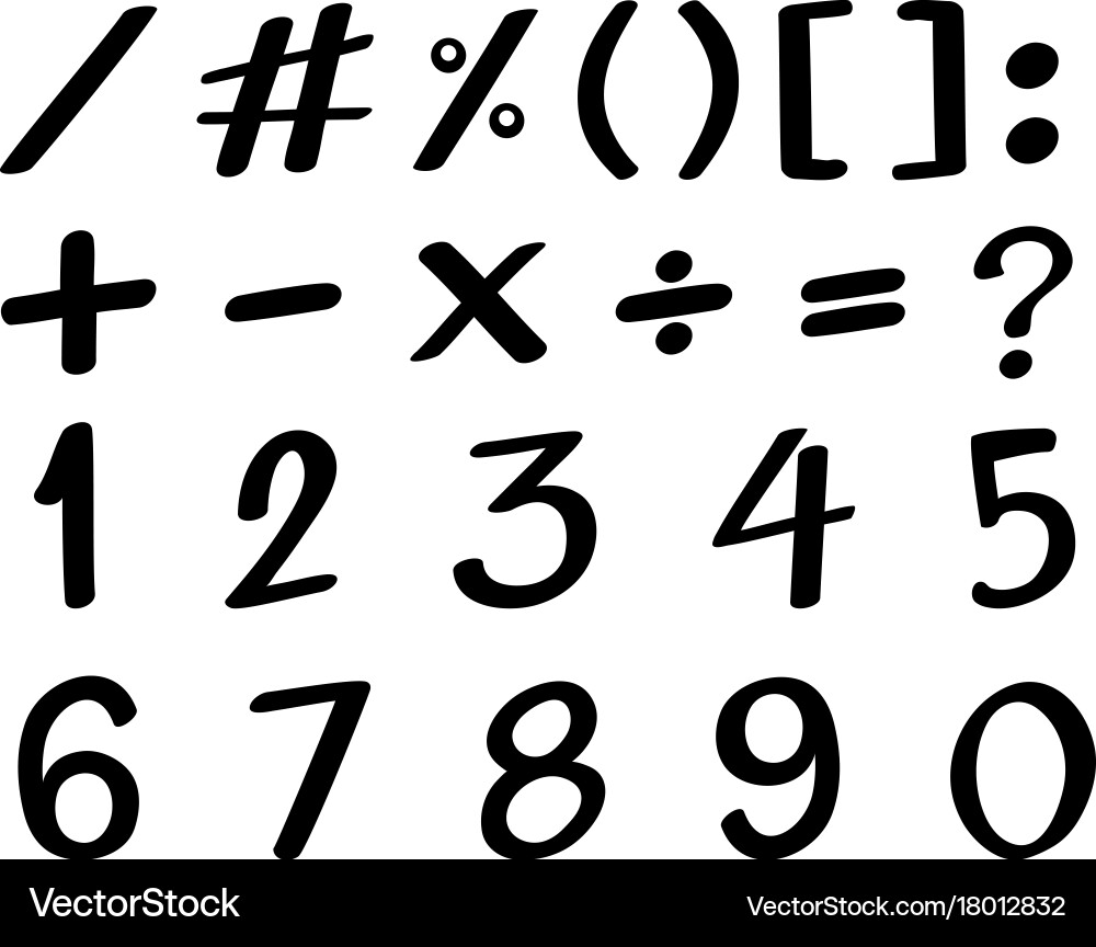 Black font design for numbers vector image