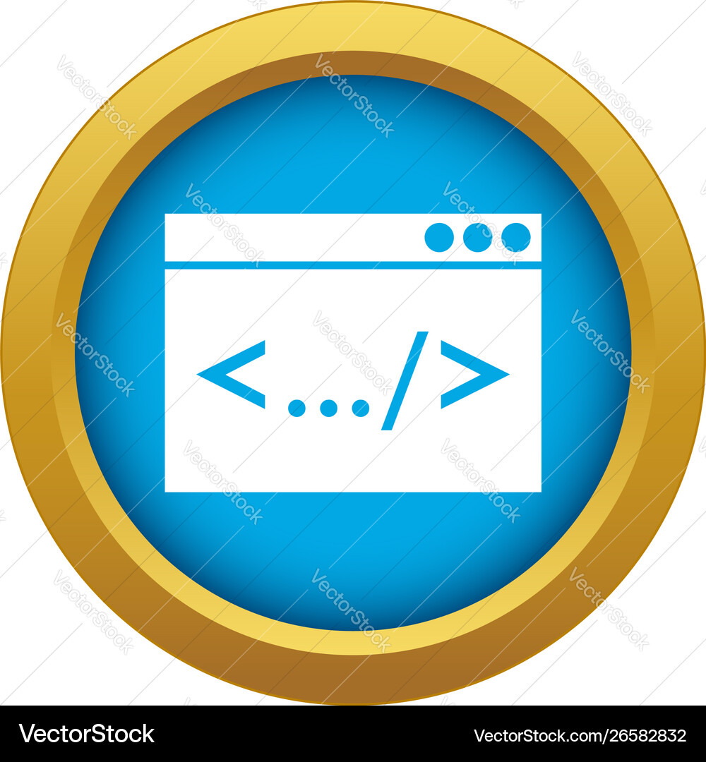 Code window icon blue isolated Code window icon blue isolated Vector Image