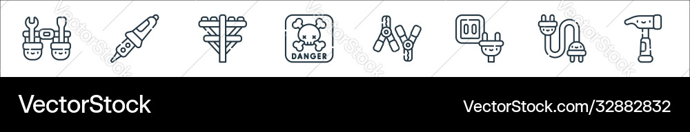 Electrician tools and line icons linear set Electrician tools and line icons linear set vector image