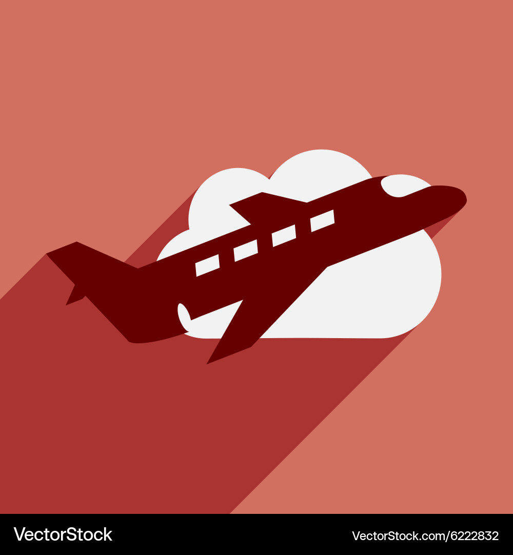 Flat with shadow icon and mobile application plane vector image