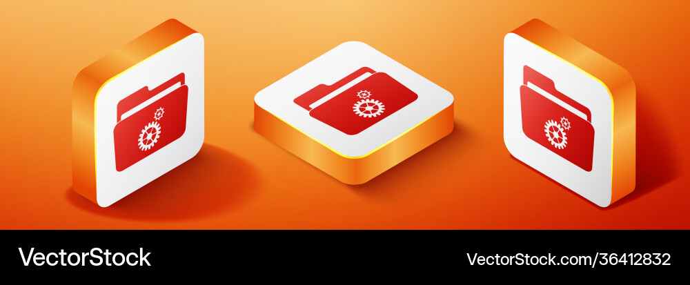 Isometric folder settings with gears icon isolated Isometric folder settings with gears icon isolated vector image