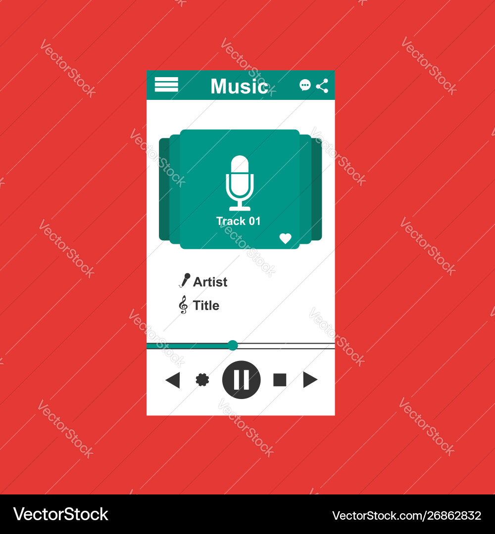Media player application app template with flat Media player application app template with flat vector image