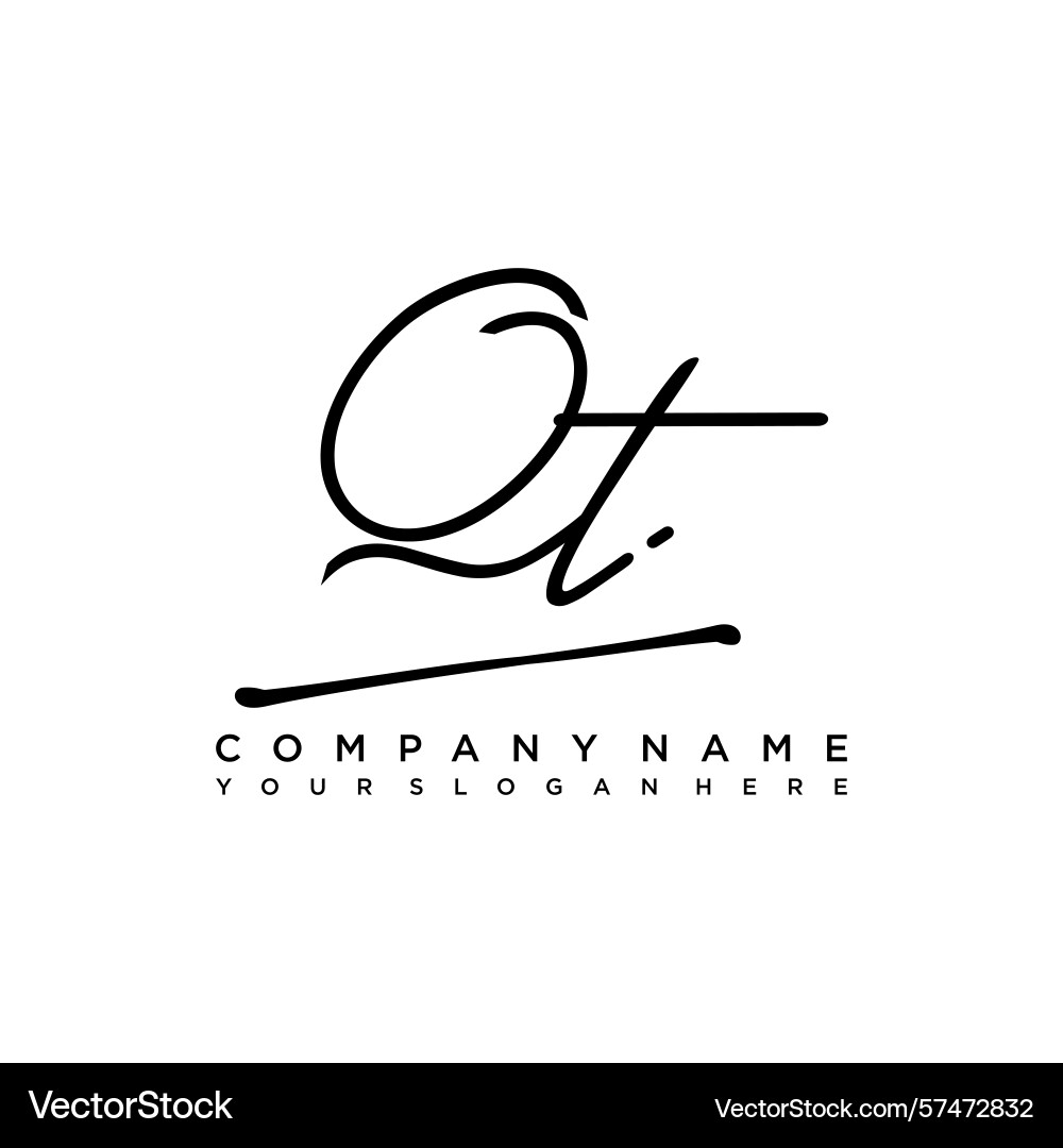 Modern handwritten signature qt initial logo Modern handwritten signature qt initial logo Vector Image