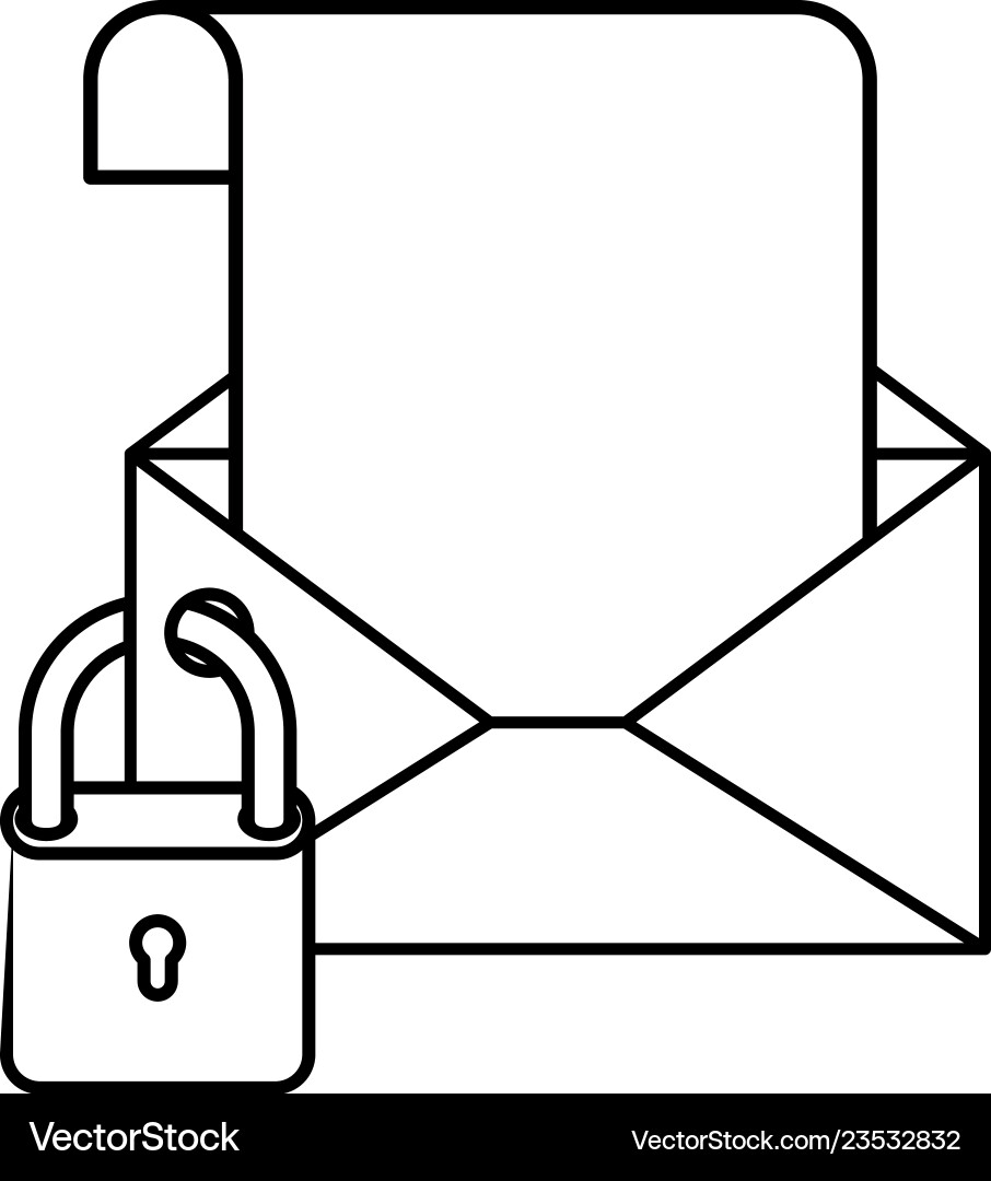 Open letter with padlock isolated icons Open letter with padlock isolated icons Vector Image