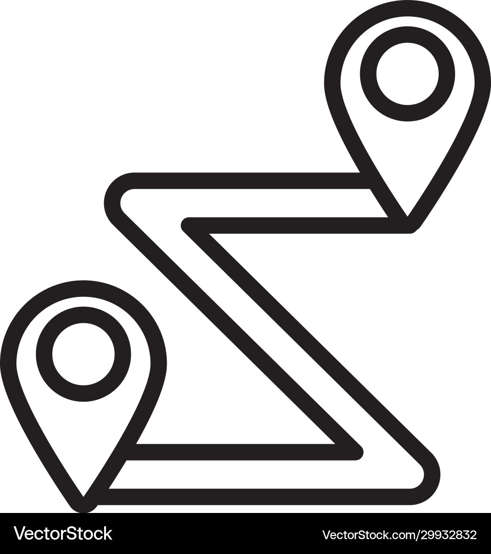 Pins pointers location distance line style icon Vector Image