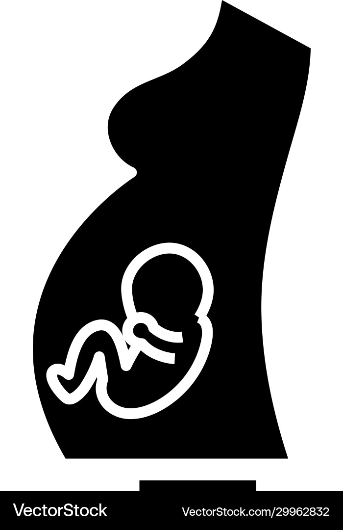 Pregnant Woman Icon - Black and White Vector Image