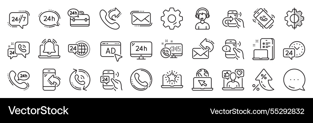 Processing line icons set of callback support Processing line icons set of callback support vector image