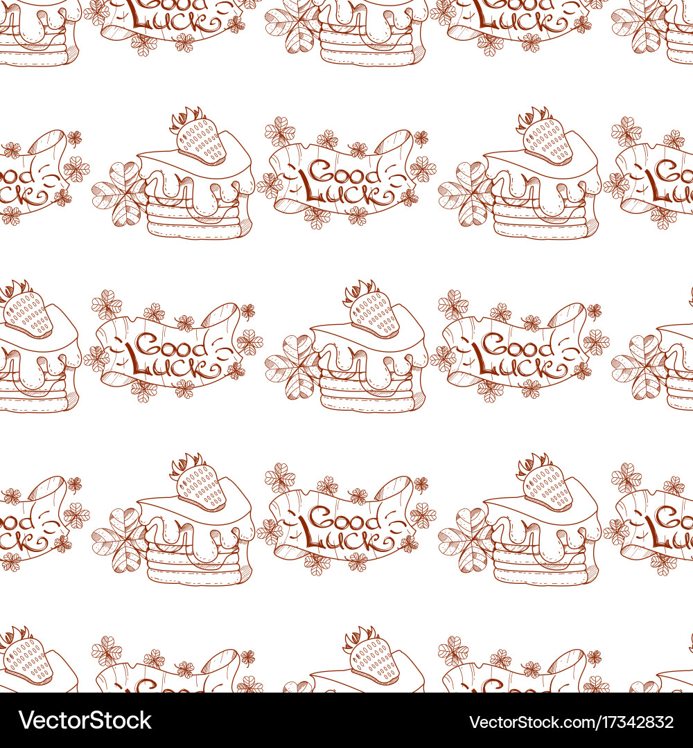 Seamless pattern with a slice of cake cream Vector Image