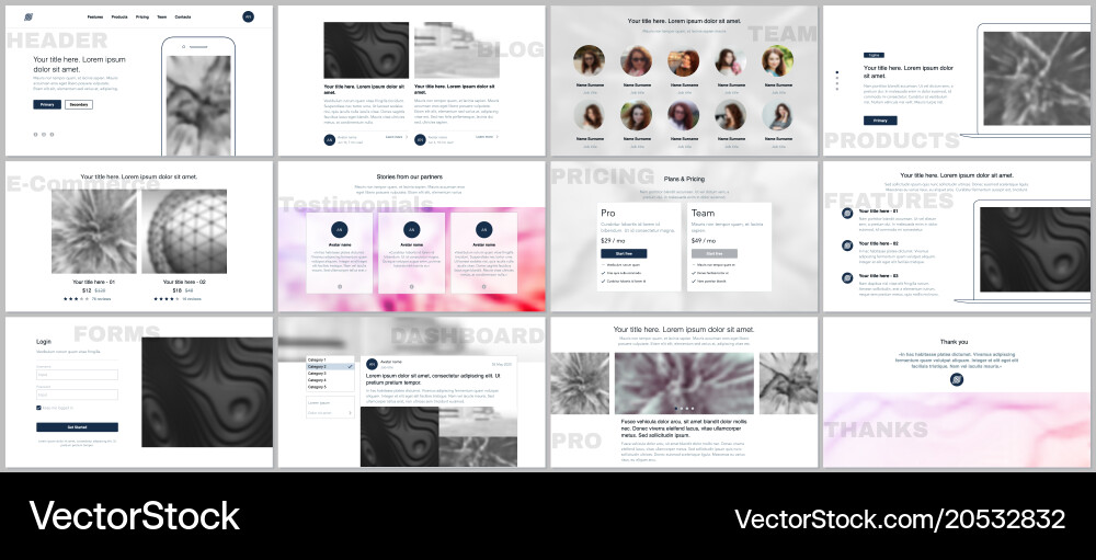 Set of templates for website design vector image