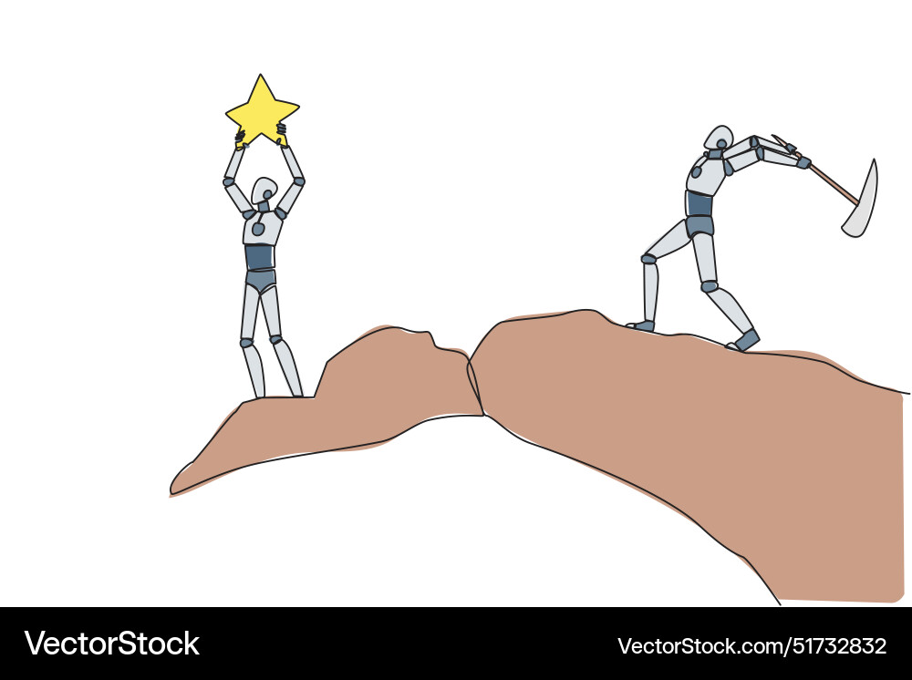 Single continuous line drawing smart robot Single continuous line drawing smart robot vector image