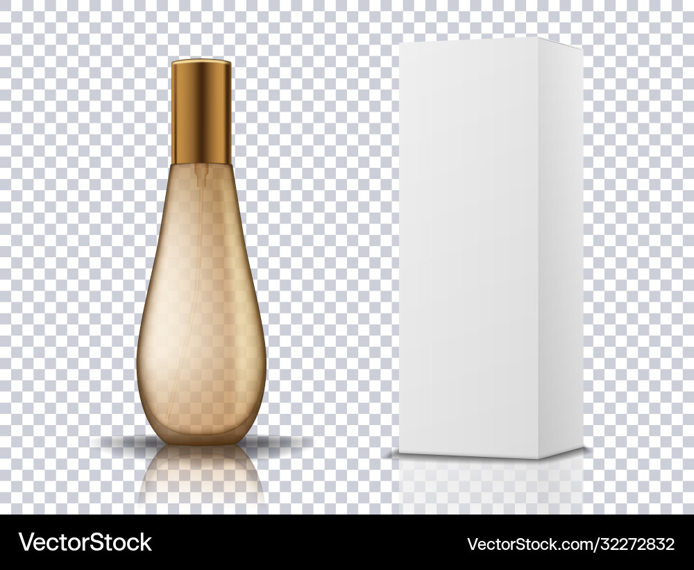 Transparent gold perfume cosmetic bottle container Transparent gold perfume cosmetic bottle container vector image