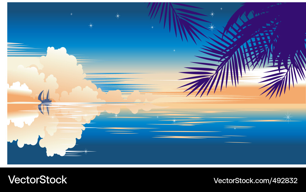 Tropical Sunset Seascape Vector Image