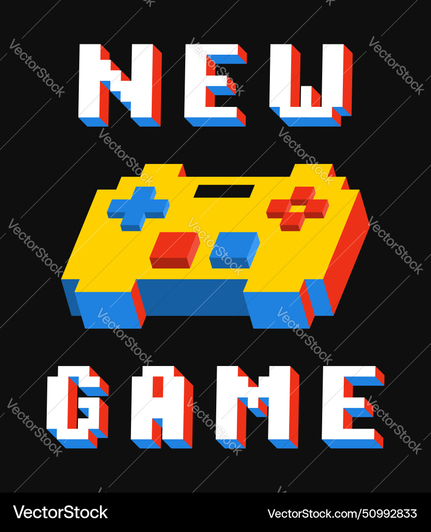 3d gamepad made from pixel blocks vector image