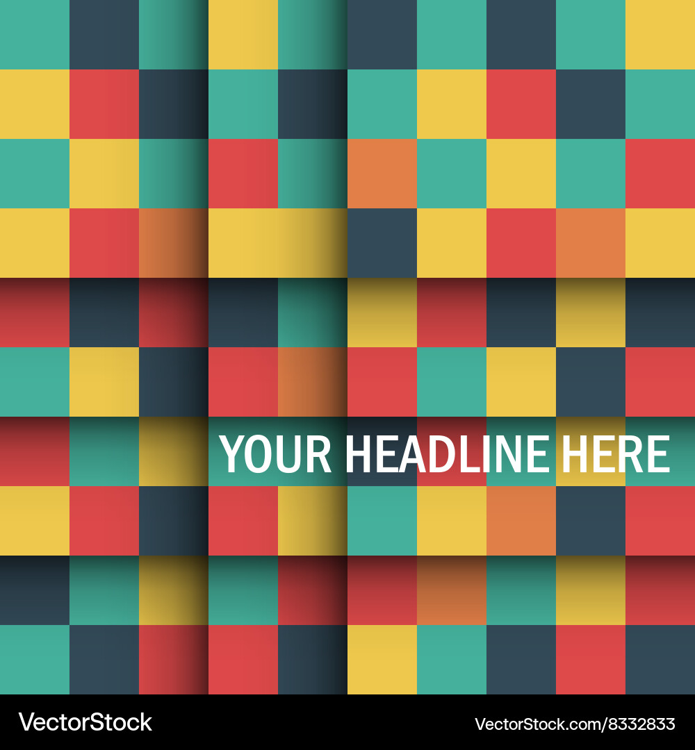 Abstract square pattern in yellow red green vector image
